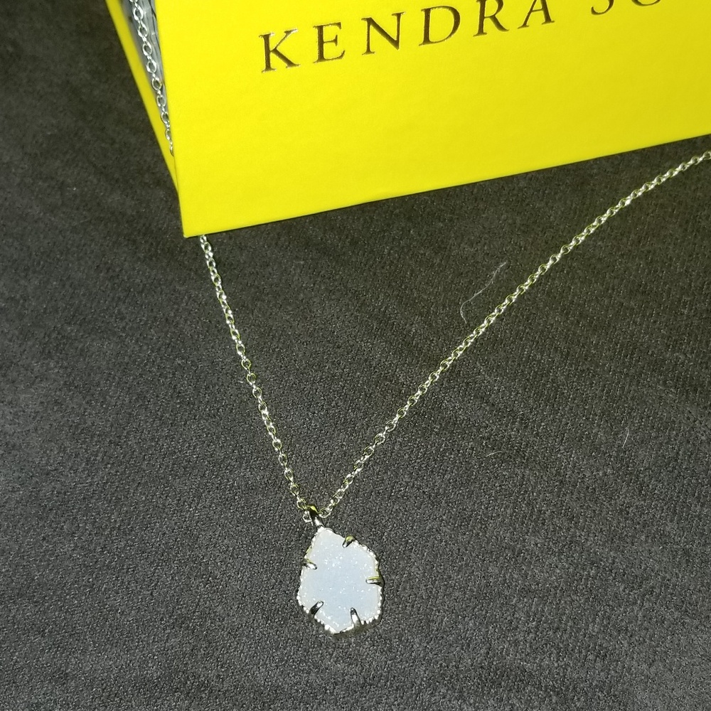 Kendra Scott pink druzy necklace.